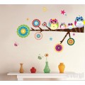 Owls Family Standing On The Branch Wall Sticker
